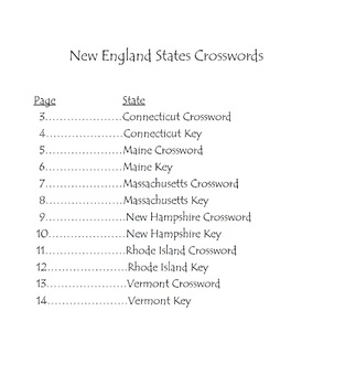 New England States Crossword Puzzles by Tom Ellsworth TpT