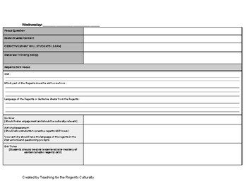 New Framework History Regents Daily Planning Guide | TpT