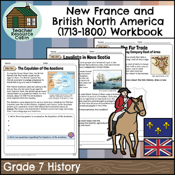Preview of New France and British North America, 1713-1800 Workbook (Grade 7 History)