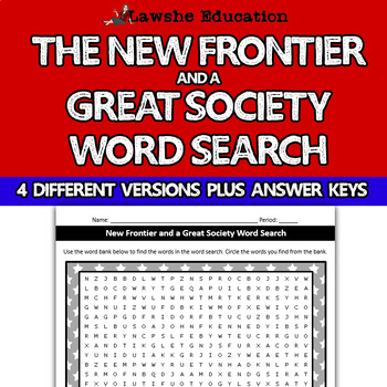 Preview of New Frontier and a Great Society Word Search Activity US History