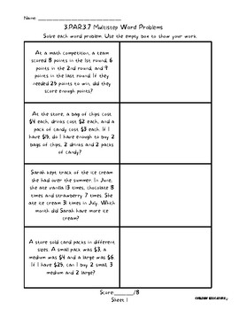 New Georgia Math Standards 2023 3.PAR.3 - Multistep Word Problems