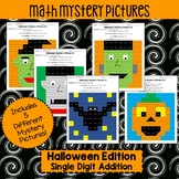 New! Halloween Math Mystery Pictures - Single Digit Addition