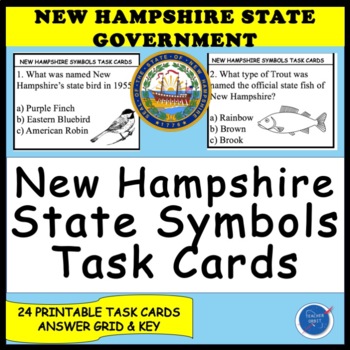 Preview of New Hampshire State Symbols Task Cards (State Government, Natural Resources)