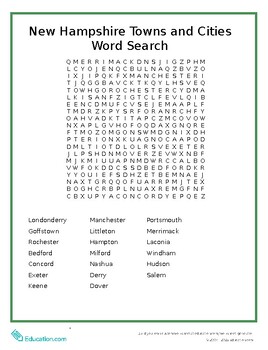 Preview of New Hampshire Towns and Cities Word Search!