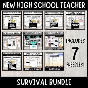 Preview of New High School Math Teacher Survival Bundle | Basic & Applied | Back to School