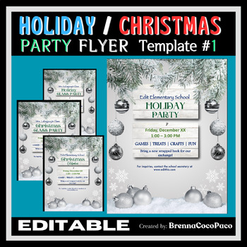 Preview of New Holiday Party Flyer | Christmas Celebration or Class Party Flyer #1