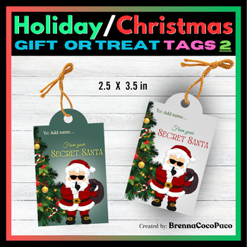 Preview of New! Holiday or Christmas Secret Santa Gift Tags / Treat Tags