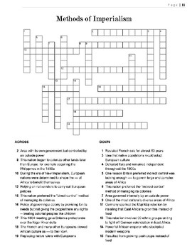 New Imperialism Worksheets Puzzle Bundle: New Imperialism Crossword Puzzles