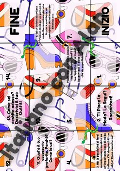Preview of New Italian Fashion and Clothing Snakes and Ladders PDF Printable