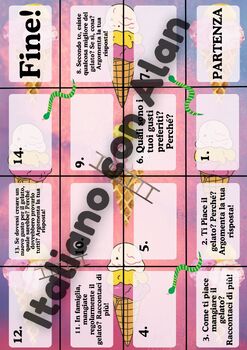 Preview of New Italian Language Ice Cream Snakes and Ladders Game - PDF Printable
