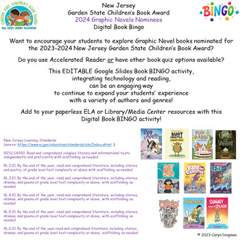 Preview of New Jersey Garden State CBA 2024 Graphic Novels Nominees Digital Book BINGO