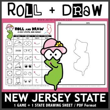 Preview of New Jersey Roll and Draw Silly State Game NO PREP Drawing Activity