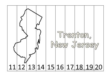 New Jersey Number Sequence Puzzle. Learn the States preschool