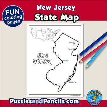 New Jersey Symbols Coloring Pages with Map and State Flag | State Symbols