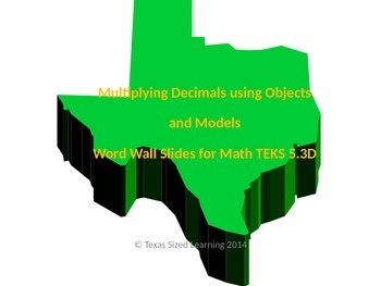 Preview of New Math TEKS 5.3D, Multiplying Decimals Using Models Vocab & Word Wall Cards
