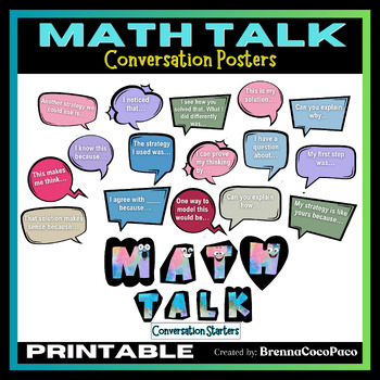 Preview of New! Math Talk Conversation Starters | Posters for Anchor Chart / Bulletin Board