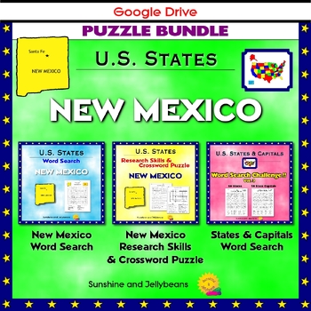 New Mexico Puzzle BUNDLE Word Search Crossword Puzzle U S States