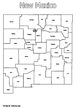 Preview of New Mexico State Map with Counties Coloring and Learning