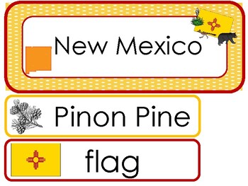 Preview of New Mexico State Word Wall Bulletin Board Set. State Symbols Curriculum.