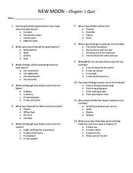 New Moon Quizzes Final Exam Chapters 1 24 With Answer Key Tpt