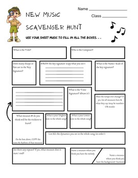 Preview of New Music Scavenger Hunt/Sightreading Worksheet (Band/Orchestra/Choir)