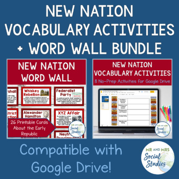 Preview of New Nation Vocabulary Activity Set and Word Wall Bundle