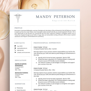 Preview of New Nurse Resume Template, Editable Resume Template, Student Nurse Resume
