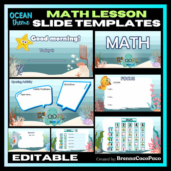 Preview of New Ocean Themed Math Lesson Slide Templates | Powerpoint for Math Class