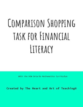 Preview of New Ontario Math Curriculum: Comparison Shopping Task for Financial Literacy