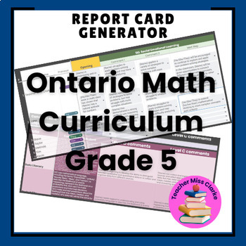 Preview of New Ontario Math Report Card Generator - Grade 5