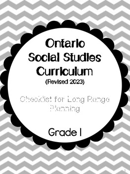Preview of New Ontario Social Studies Curriculum 2023 Checklist - Grade 1