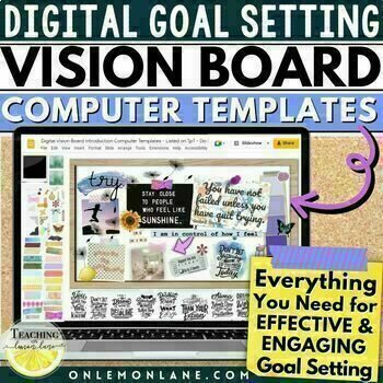 Preview of New School Year Classroom Goal Setting Resolutions Digital Vision Board Activity