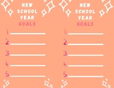 New Year or New School Year Goals Sheet