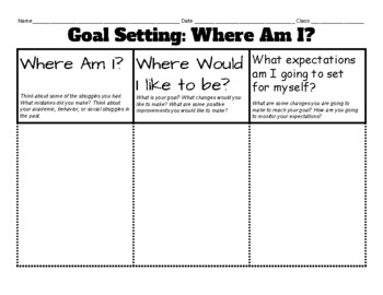 Preview of Goal Settings Forms: Back to School Resource!