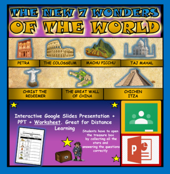 Preview of New Seven Wonders Of The World: Google Slides, Distance Learning + Worksheet