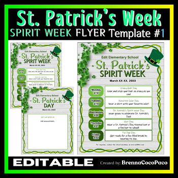 Preview of New! St. Patrick's Spirit Week Flyer Template #1 | St. Patrick's Day Celebration
