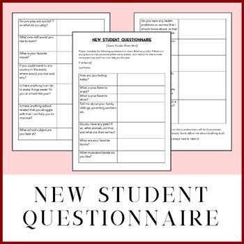 New Student Survey - Main View, New Student Survey
