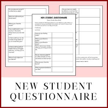 Preview of New Student Questionnaire for High School Students | 100% Editable