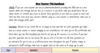 Preview of New Teacher FAQ: All you need to know about our school
