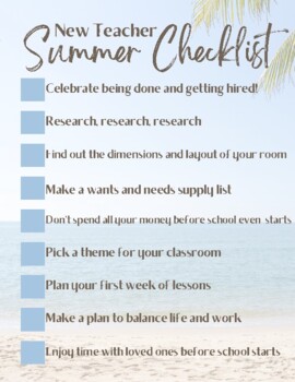 Preview of New Teacher Summer Checklist