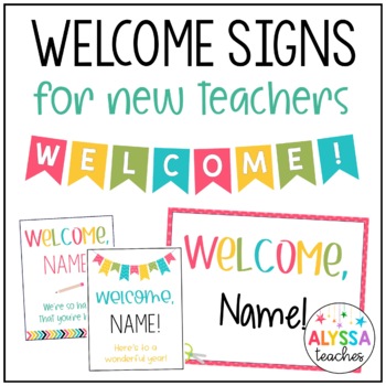 Preview of New Teacher Welcome Signs and Banner | Editable