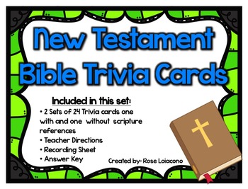 Preview of New Testament Bible Trivia Cards