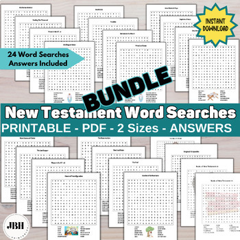 Preview of New Testament Stories Bundle with 24 Word Searches,  Fun Bible Stories Games