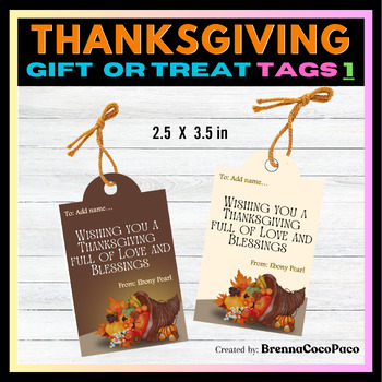 Preview of New! Thanksgiving Gift Tags / Treat Tags #1