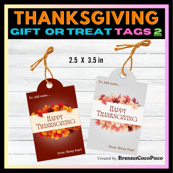 Preview of New! Thanksgiving Gift Tags / Treat Tags #2