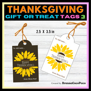 Preview of New! Thanksgiving Gift Tags / Treat Tags #3