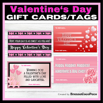 Preview of New! Valentine's Day Gift Cards or Treat Tags | Valentine Message Cards
