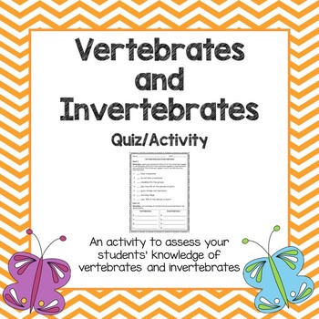 Vertebrates and Invertebrates Quiz/Assessment/Activity by Deanne May