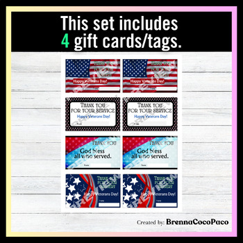 New! Veterans Day Gift Cards or Tags | Military Gift Cards by ...