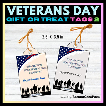 Preview of New! Veterans Day Gift Tags / Treat Tags | Military Gift Tags #2
